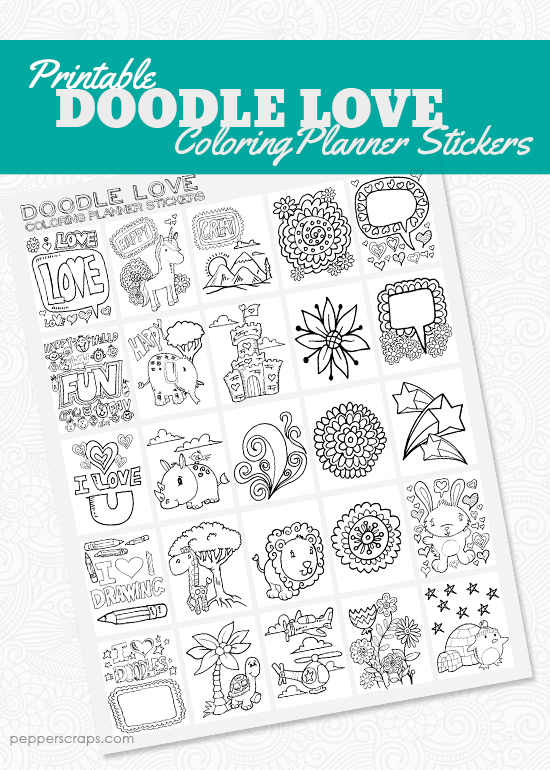 Doodle Love Coloring Planner Stickers – Pepper Scraps Printables
